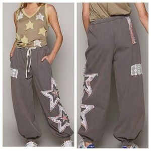 POL Gray Star-Patterned Pants